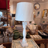 Turned wood lamp
