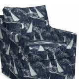 Swivel Glider chair - Slip Cover  Cotton sail boat fabric Navy blue