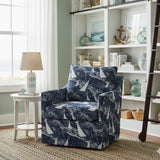 Swivel Glider chair - Slip Cover  Cotton sail boat fabric Navy blue