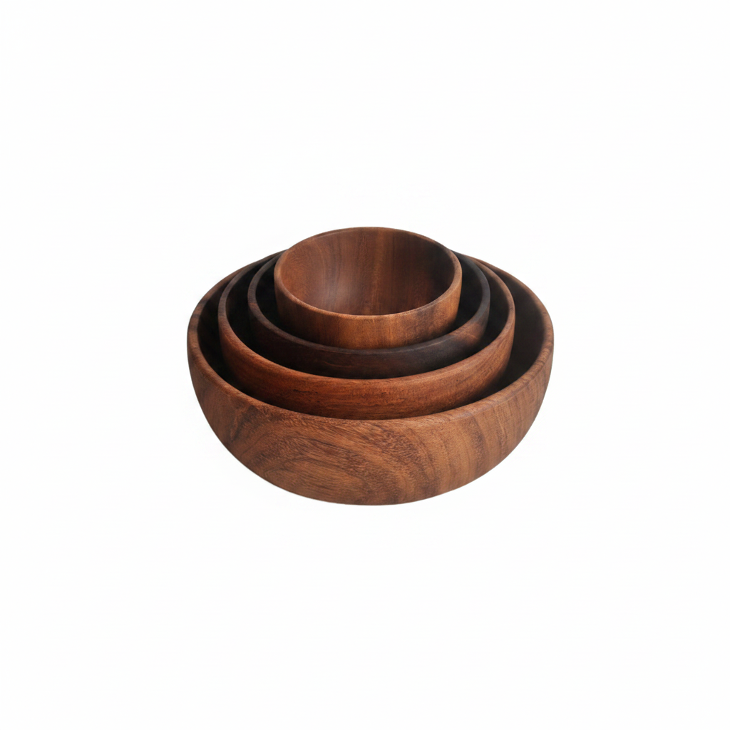 Set of three wooden bowls