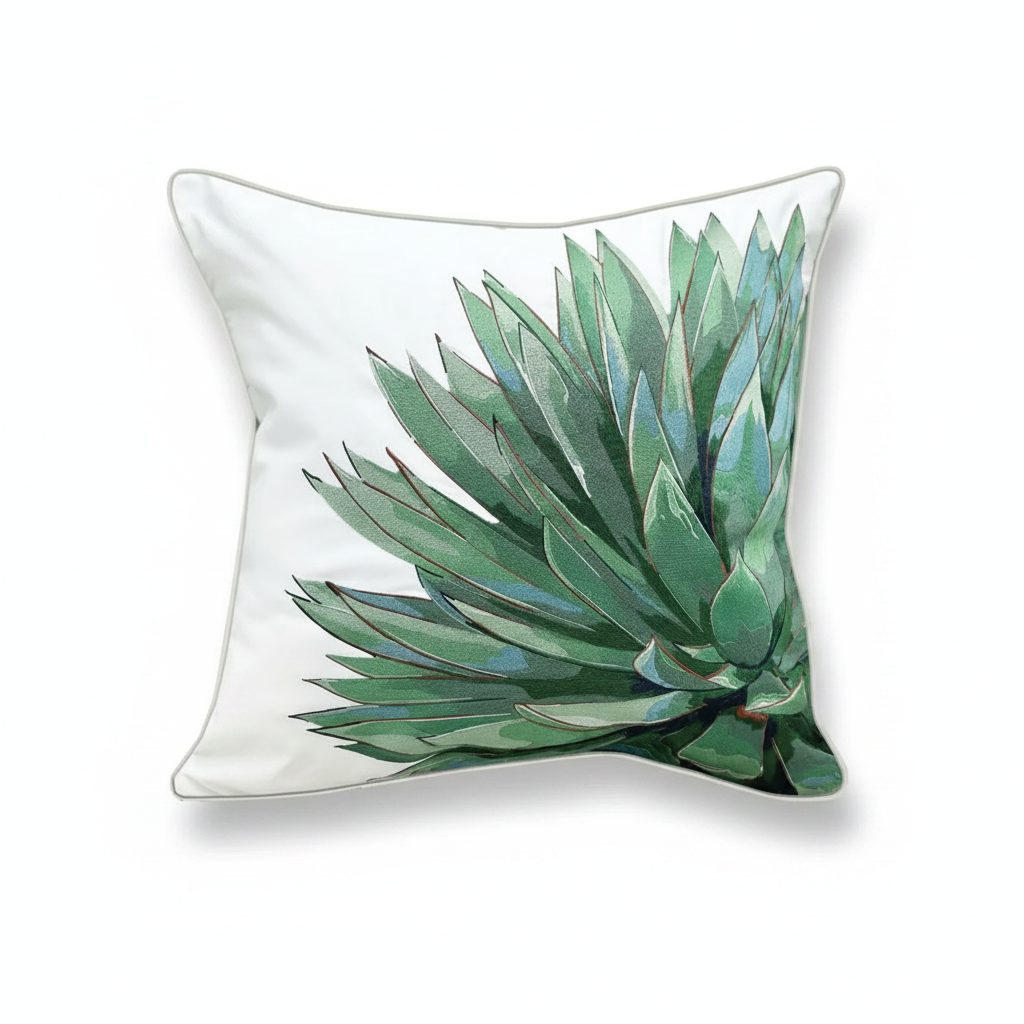 Decorative pillow with a green succulent 