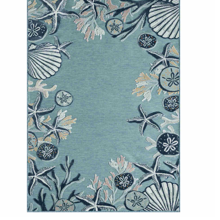 Bring the vibrant colors of a coral reef into your living space with our Aqua Blue Rug! This versatile indoor/outdoor rug adds a splash of ocean-inspired fun to any area.
