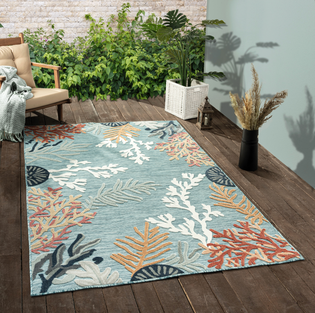  Aqua Multi Rug! This versatile indoor/outdoor rug.