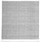 A gray/white striped rectangular rug.  Perfect for living rooms, bedrooms, or high-traffic areas where pets and family gather.