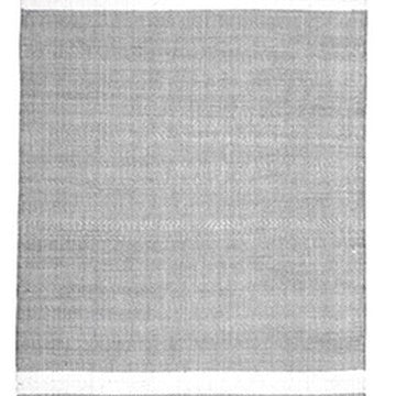A gray/white striped rectangular rug.  Perfect for living rooms, bedrooms, or high-traffic areas where pets and family gather.