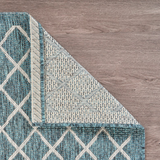 Blue geometric-patterned rug 