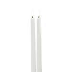 Two white candles with lit wicks 
