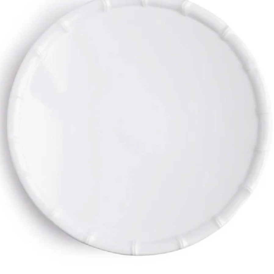 Round white plate.