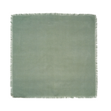 Soft sea glass napkins with delicate fringe detailing bring coastal elegance to your table. Each 22 x 22 inch napkin in this set of four offers generous coverage and versatile styling for everyday dining or special occasions. 
