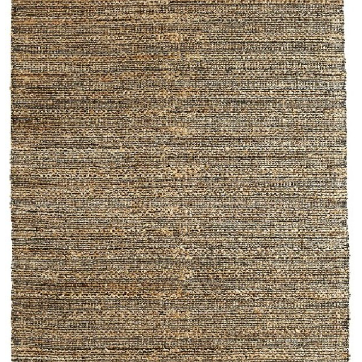 A gray jute and rayon chenille area rug with a textured pattern