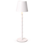 White floor lamp with a white shade.