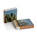 Matches with cactus design and 'Apothecary Guild' branding.