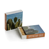 Matches with cactus design and 'Apothecary Guild' branding.