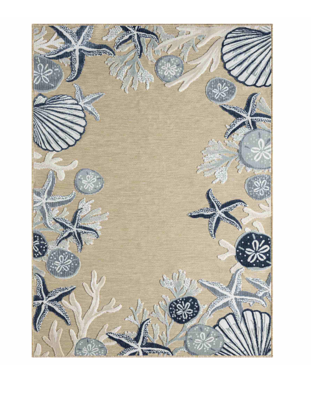 Bring the textures of the ocean floor into your living space with our Natural Blue Rug! This versatile indoor/outdoor rug adds a splash of ocean-inspired fun to any area.&nbsp;