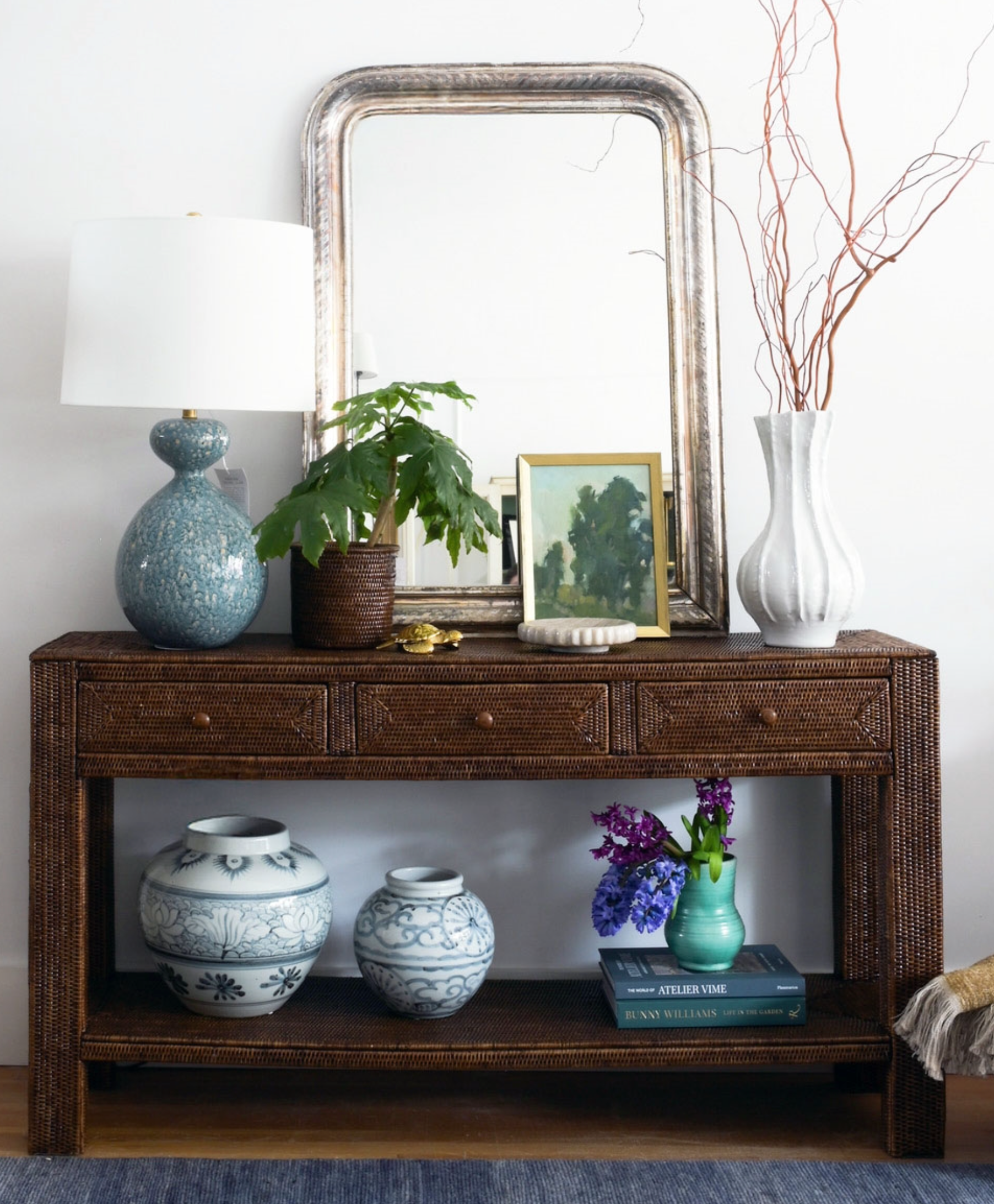 Rattan Console table with drawers