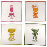 Cheers Set of 4 Embroidered Cocktail Napkins