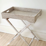 Rattan Butler Tray / Stand- White