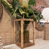 Rattan Wrapped Mangowood -Lantern