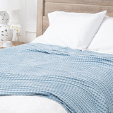 Bamboo Waffle Blanket -Queen (Sky Blue)