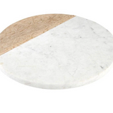 Round Marble / Carved Wood Serving Board