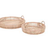 Round Rattan Tray W/Handles-Small