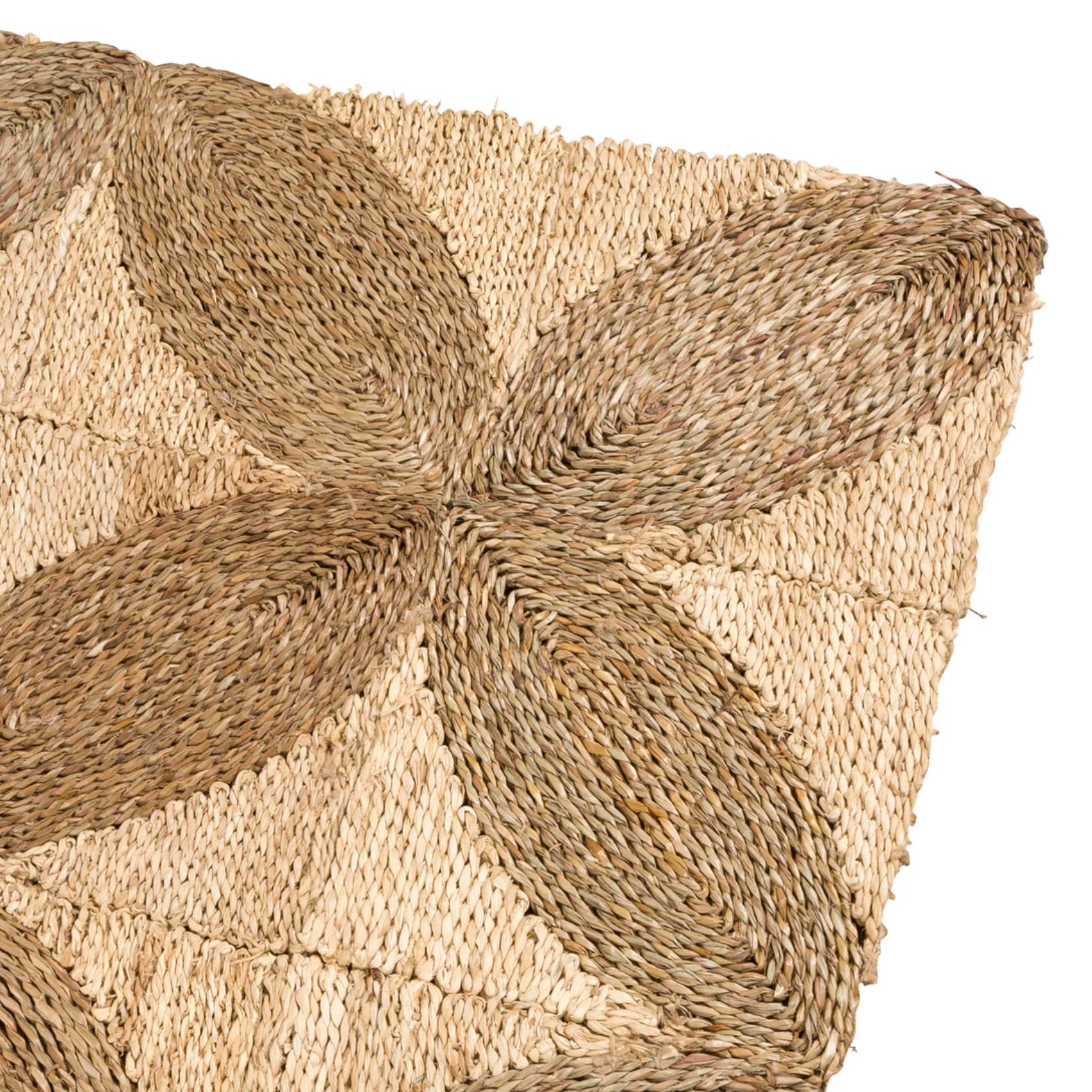 Close-up view of a seagrass rug.
