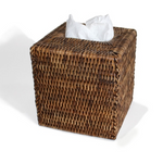Woven brown tissue box.