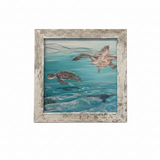 Two Turtles Swimming in the ocean wall art 12 x 12 .  