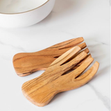 Wooden salad servers .